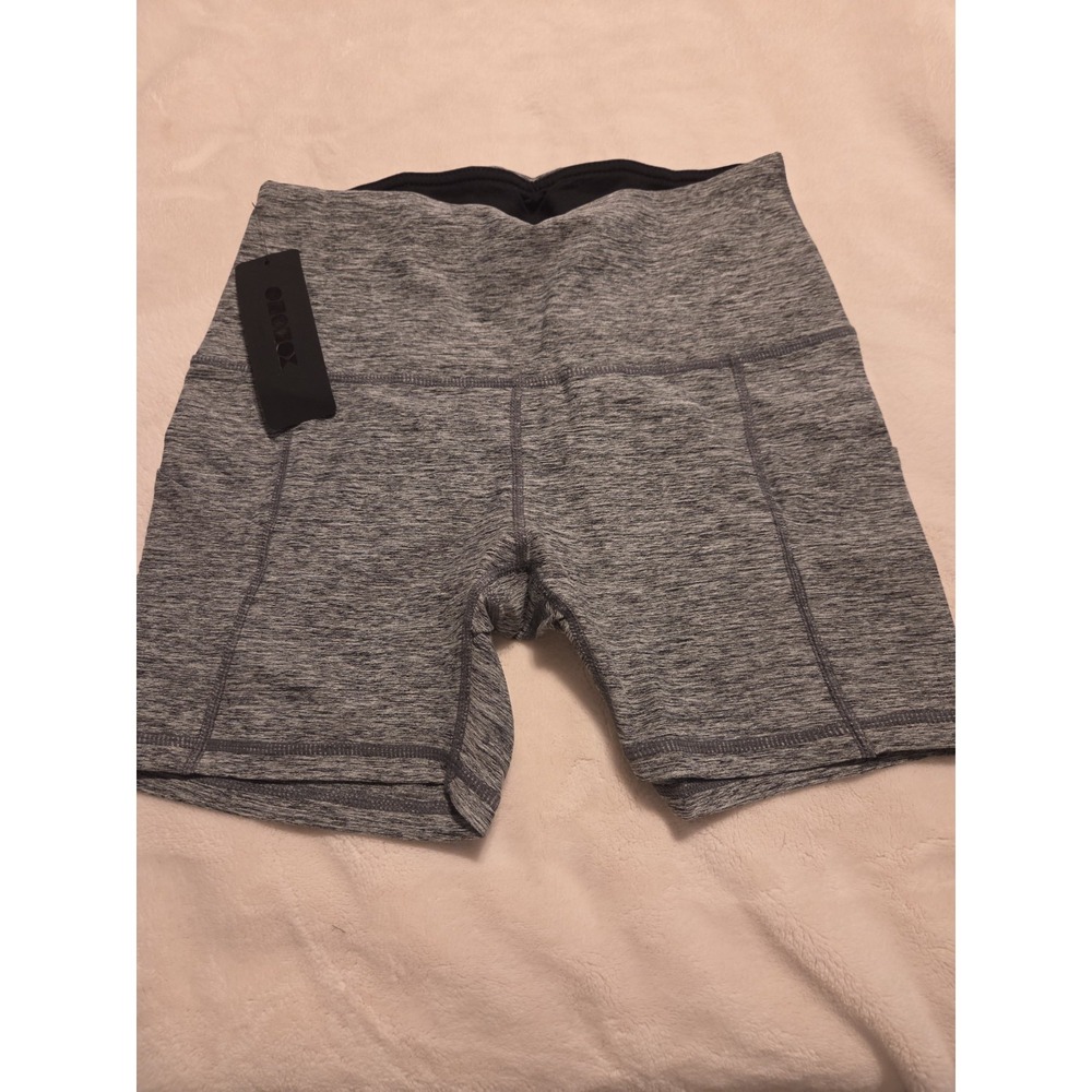 Ododos‎ Womens Workout Shorts Athletic, Pockets 7" Inseam,  Size M Gray/Black